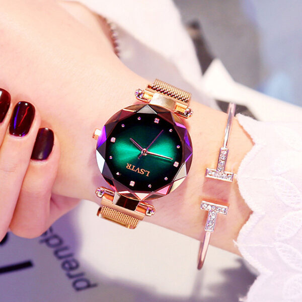 Rose Gold Women Watches Fashion Diamond Ladies Starry Sky Magnet Watch Waterproof Female Wristwatch - Image 4