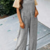 Fashion Square Neck Jumpsuit With Pockets Spring Summer Casual Solid Color Loose Overalls Womens Clothing - Image 3