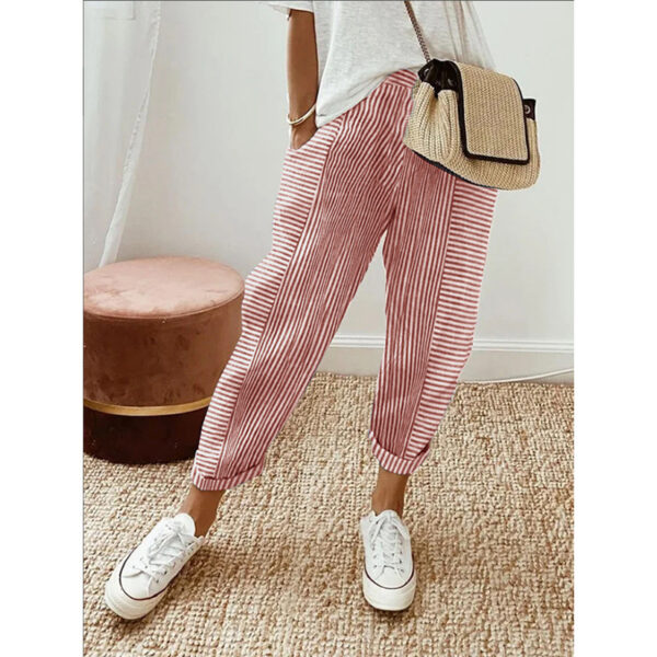 Women's Striped Print Trousers Summer Fashion Casual Loose Pants - Image 4