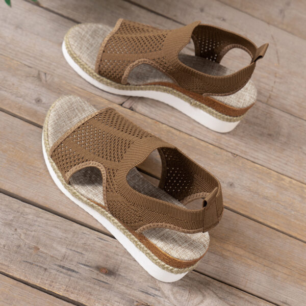 New Hollow Wedges Sandals Summer Fly Woven Breathable Mesh Shoes For Women Peep-Toe Sandals - Image 6