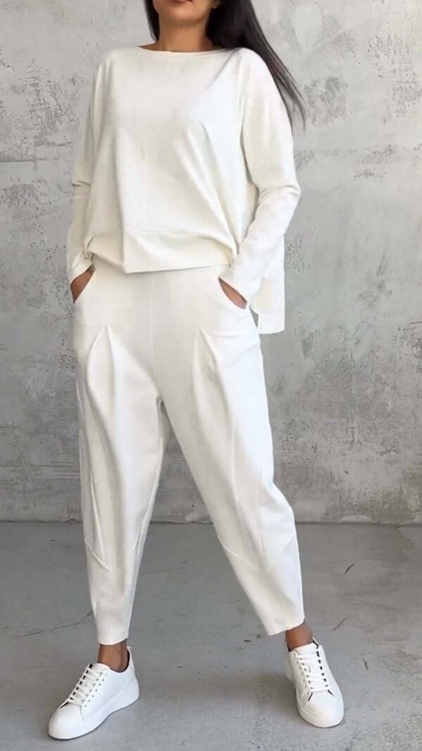 Women's Irregular Design Long-sleeved Sweater Harem Pants Suit - Image 3