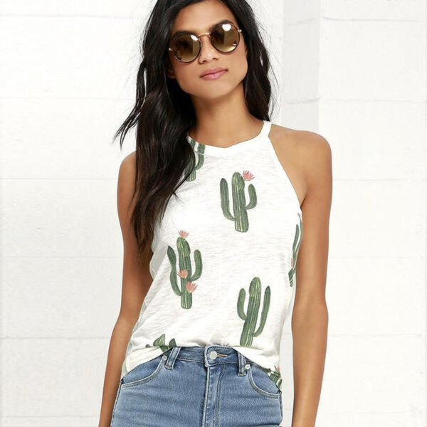 Summer Cactus Print Women T Shirt Casual Halter Harajuku Women TShirt Tops Tees Female Shirts Camiseta Women Tops - Image 10