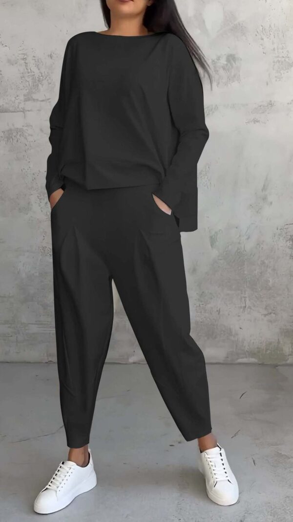 Women's Irregular Design Long-sleeved Sweater Harem Pants Suit - Image 9