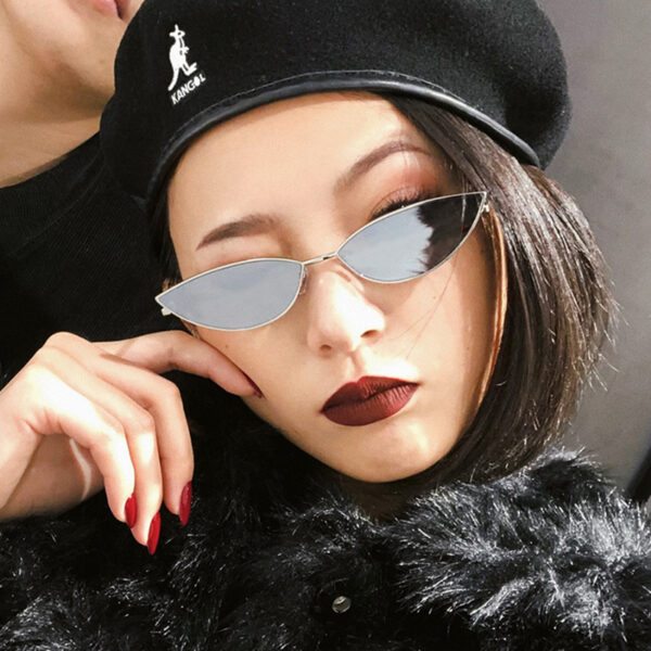 New Cute Sexy Sunglases Retro Cat Eye Sunglasses Women Metal Triangle Vintage Cateye Sun Glasses Female - Image 2