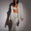 3pcs Shiny Long-sleeved Suit With Bra Lapel Blazer And Straight-leg Trousers Fashion Party Jacket Set For Women Clothing - Image 6
