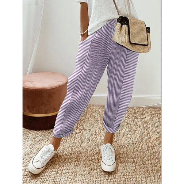 Women's Striped Print Trousers Summer Fashion Casual Loose Pants - Image 5