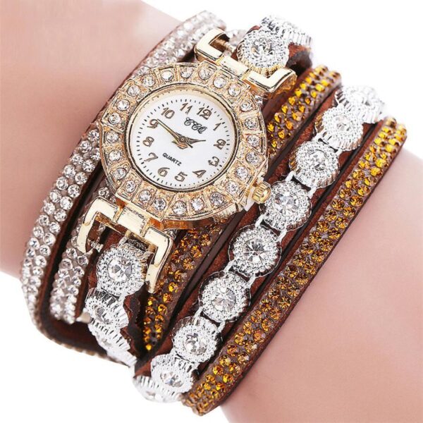 Relogio masculino Women Quartz Women PU Leather Rhinestone Watch Bracelet Watches - Image 10