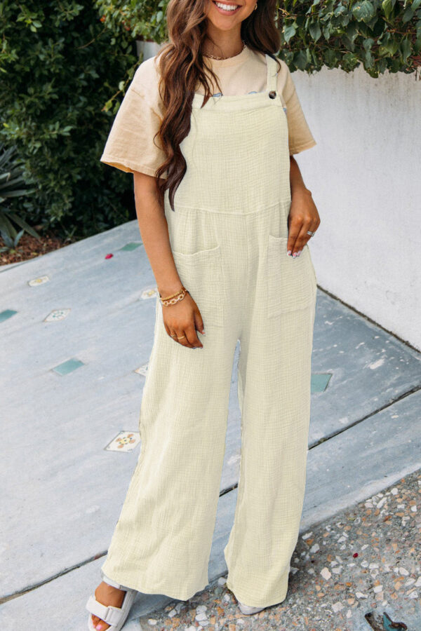 Fashion Square Neck Jumpsuit With Pockets Spring Summer Casual Solid Color Loose Overalls Womens Clothing - Image 4