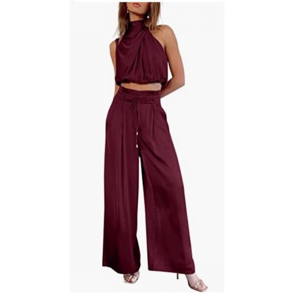 Summer Suits Casual Sleeveless Midriff-baring Top And Wide Leg Pants 2pcs Set Womens Clothing - Image 10