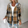 European And American Fashion Women's Wear Solid Color Plaid Hooded Jacket - Image 4