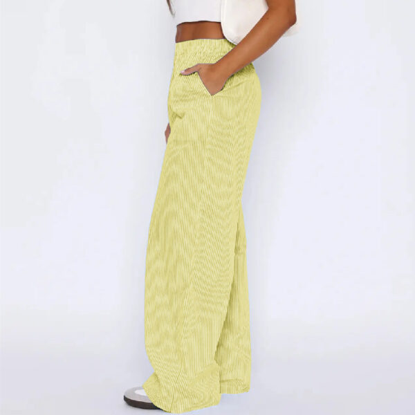 Striped Trousers With Pockets Ins Fashion Casual Wide Leg Straight Pants For Women Clothing - Image 6