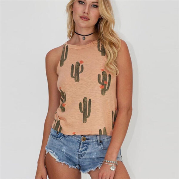 Summer Cactus Print Women T Shirt Casual Halter Harajuku Women TShirt Tops Tees Female Shirts Camiseta Women Tops - Image 7