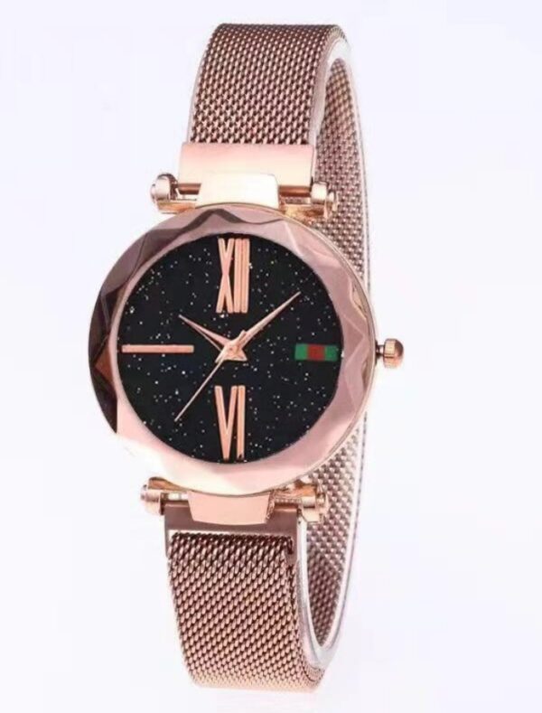 Luxury Women Watches Mesh Ladies Clock Magnet Buckle Starry Diamond Geometric Surface Quartz Wristwatch - Image 2