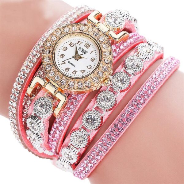 Relogio masculino Women Quartz Women PU Leather Rhinestone Watch Bracelet Watches - Image 4