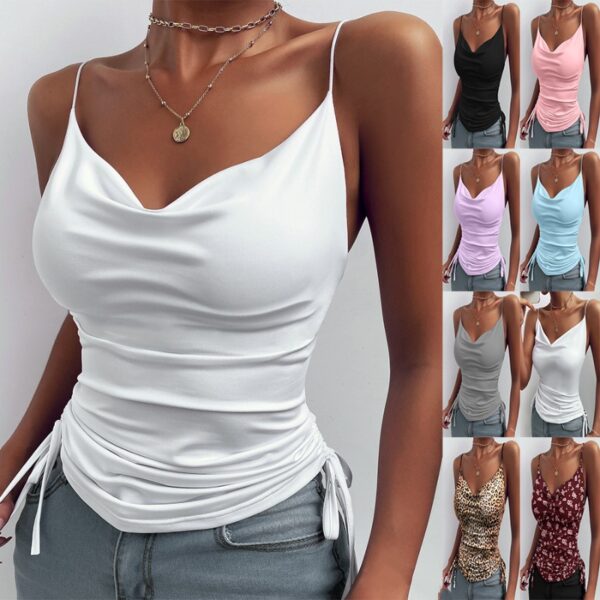 Spaghetti Strap Tops V-neck Camisole Shirts Women Summer Clothes - Image 3