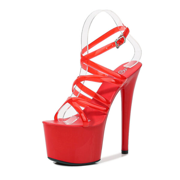 Summer 15cm 17cm 20cm Transparent PVC Strap Sandals Women High Heels Platform Shoes Woman Cross Strap Sandals Big Size 43 - Image 3