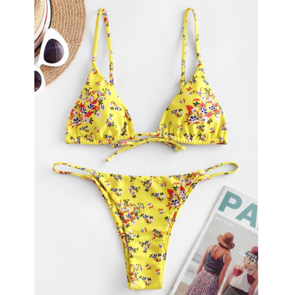 Summer Flowers Print Bikini Sexy Beach Swimming Suit Fashion Push Up Swimsuit Womens Clothing - Image 7