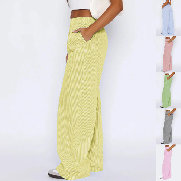 Striped Trousers With Pockets Ins Fashion Casual Wide Leg Straight Pants For Women Clothing - Image 3