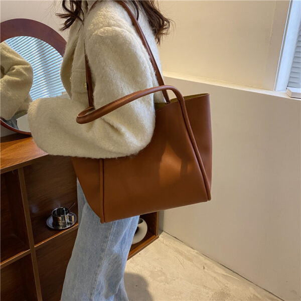 Casual Large Capacity Tote Bags For Women Fashion Solid Color Shopping Shoulder Bag With Wallet Ladies Handbag - Image 4