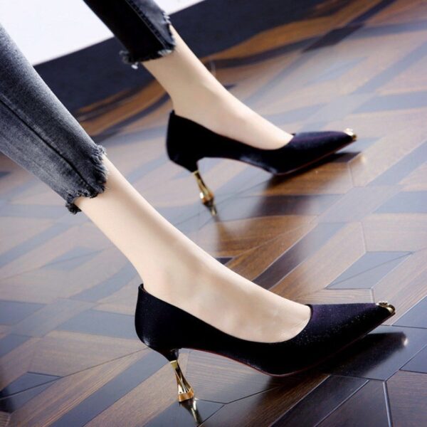 Pointed Satin High Heels Women Stiletto All-match Single Shoes - Image 5