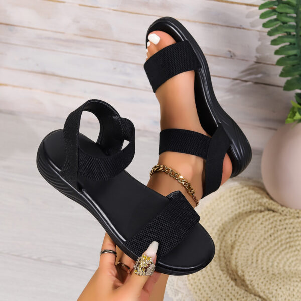 Fashion Color-block Elastic Sandals Summer Fashion Fish Mouth Flat Shoes For Women - Image 6