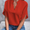 Summer Short-sleeved Chiffon Shirt New V-neck Shirt Women's Casual Versatile Clothing - Image 9