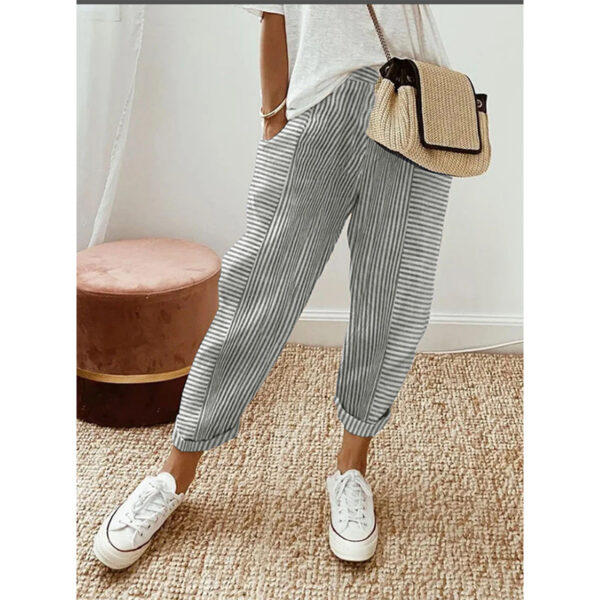 Women's Striped Print Trousers Summer Fashion Casual Loose Pants - Image 7