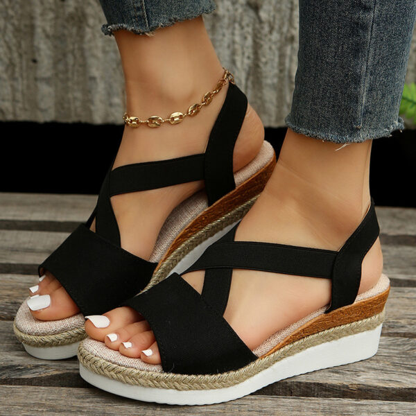 Wedge Sandals For Women Cross-strap Platform Gladiator Hemp Heel Shoes Summer - Image 9