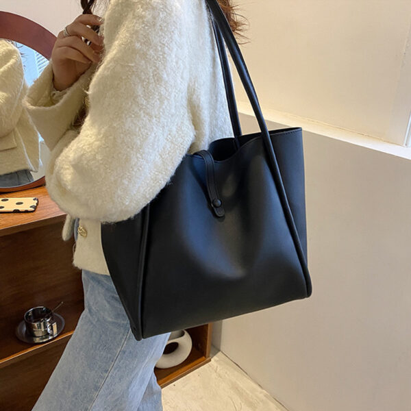 Casual Large Capacity Tote Bags For Women Fashion Solid Color Shopping Shoulder Bag With Wallet Ladies Handbag - Image 5