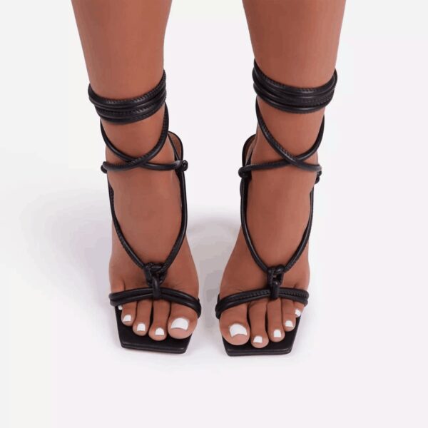 High Heel Strappy Sandals Women Square Toe Shoes Party - Image 6