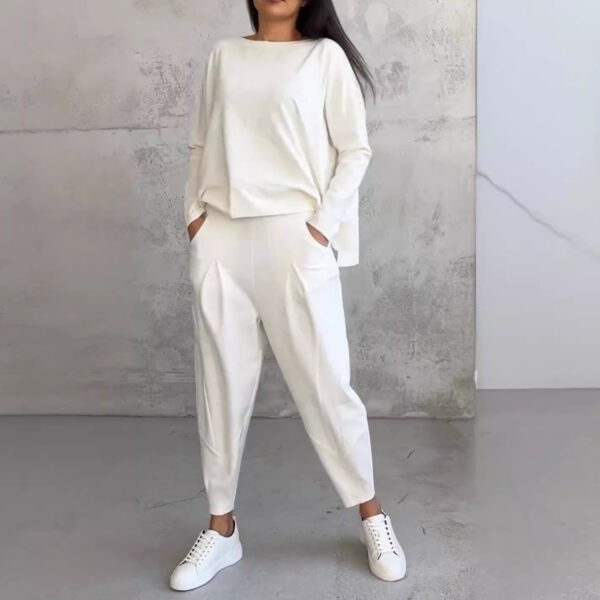 Women's Irregular Design Long-sleeved Sweater Harem Pants Suit - Image 7