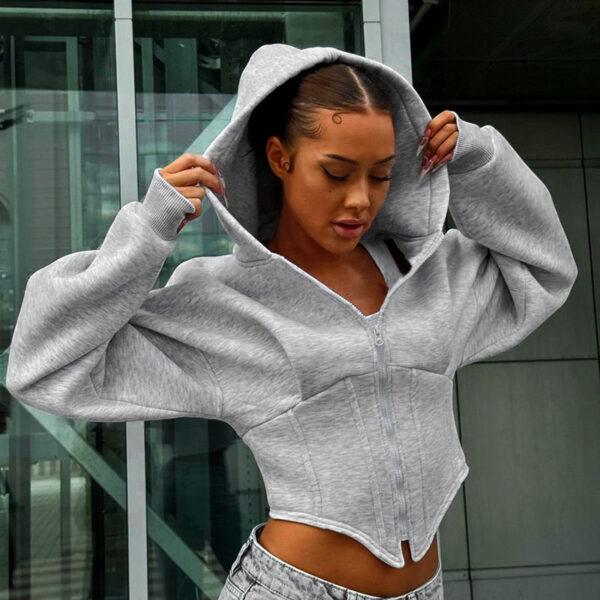 Zipper Hoodie Cardigan Y2K Ins Fashion Street Long Sleeve Corset Jacket Women Clothing - Image 7