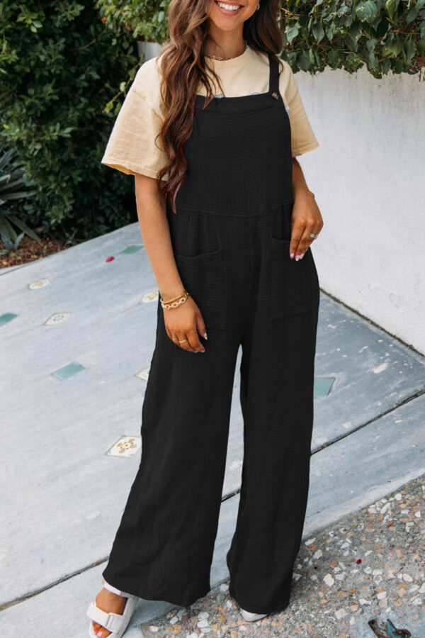 Fashion Square Neck Jumpsuit With Pockets Spring Summer Casual Solid Color Loose Overalls Womens Clothing - Image 7