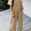 Fashion Square Neck Jumpsuit With Pockets Spring Summer Casual Solid Color Loose Overalls Womens Clothing - Image 8