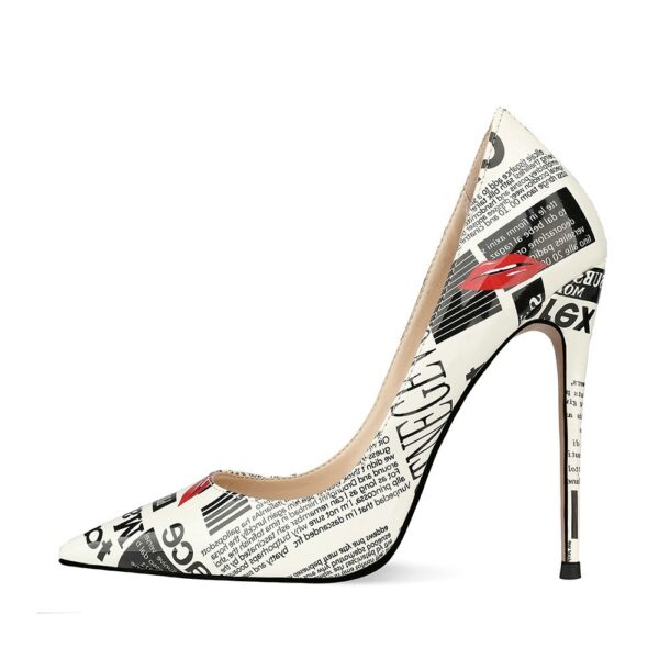 12cm Graffiti Fashion High Heels Women Women's Pointed Toe Stiletto Heels Catwalk Show Shoes - Image 3