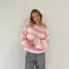 Loose Striped Pullover Sweater Fashion Versatile Long-sleeved Knitted Tops For Women Clothing - Image 7