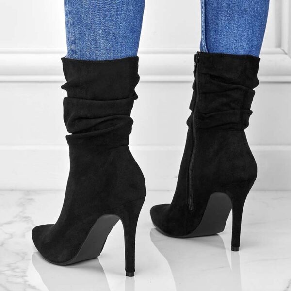 Pointed Toe Stiletto Heel Ankle Boots For Women Side Zipper Shoes - Image 7