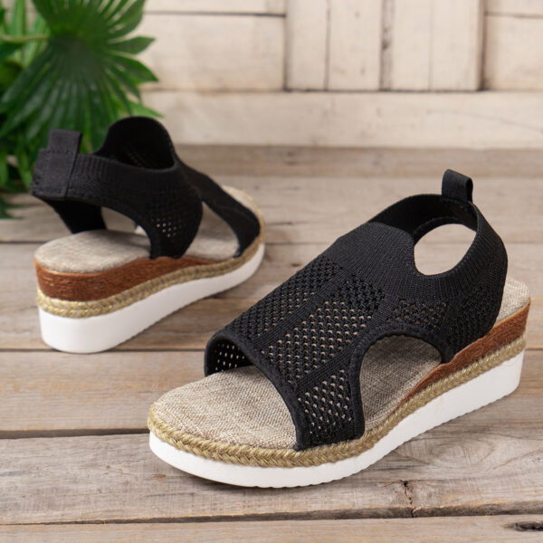 New Hollow Wedges Sandals Summer Fly Woven Breathable Mesh Shoes For Women Peep-Toe Sandals - Image 4