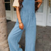 Fashion Square Neck Jumpsuit With Pockets Spring Summer Casual Solid Color Loose Overalls Womens Clothing - Image 6
