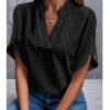 Summer Short-sleeved Chiffon Shirt New V-neck Shirt Women's Casual Versatile Clothing - Image 2