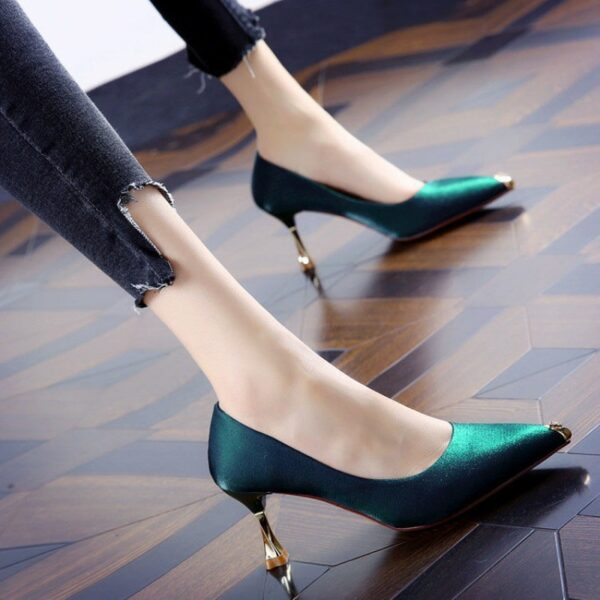 Pointed Satin High Heels Women Stiletto All-match Single Shoes - Image 6