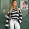 Loose Striped Pullover Sweater Fashion Versatile Long-sleeved Knitted Tops For Women Clothing - Image 8