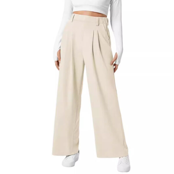 Women's Wide Leg Pants Elastic High Waist Waffle Knit Casual - Image 4