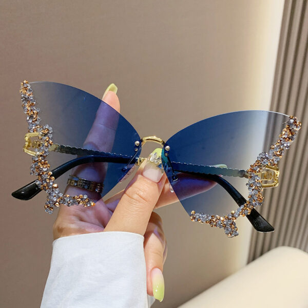 Luxury Diamond Butterfly Sunglasses Women Brand Y2K Vintage Rimless Oversized Sun Glasses Ladies Eyewear Shades - Image 9