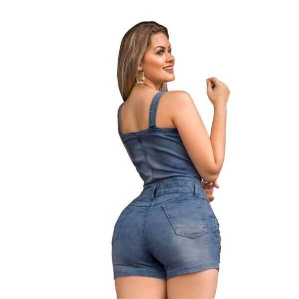 Plus Size Elegance Cotton Jeans Woman Ladies Short Romper - Image 3