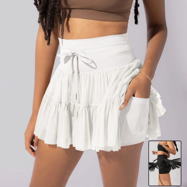 High Waist Dress Lace-up Sports Skirt With Anti-exposure Safety Pants Summer Fashion Pleated Skirt Womens Clothing - Image 8