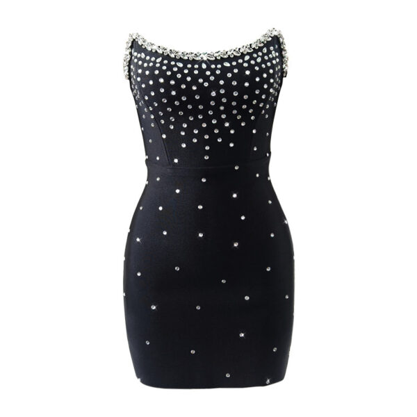 Bandage One-piece Dress Short Black High-end Evening Dress - Image 5