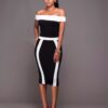 European Station Sexy Off-the-shoulder Slim-fit Sheath Dress - Image 2