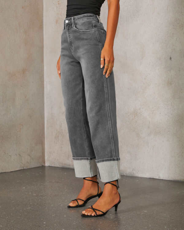 Retro Curling New Elastic Straight Jeans For Women - Image 3