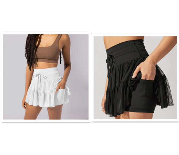 High Waist Dress Lace-up Sports Skirt With Anti-exposure Safety Pants Summer Fashion Pleated Skirt Womens Clothing - Image 7